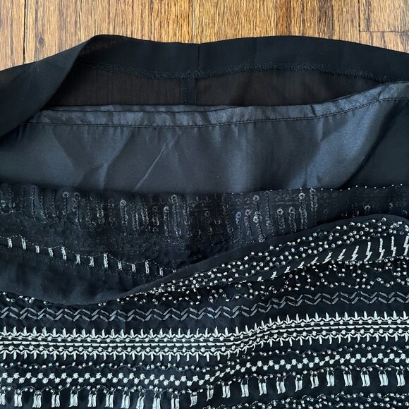 H&M Sequin Bead Embellished Sparkly A Line Short Mini Skirt Stretch Lined Sz 6 - Picture 6 of 8